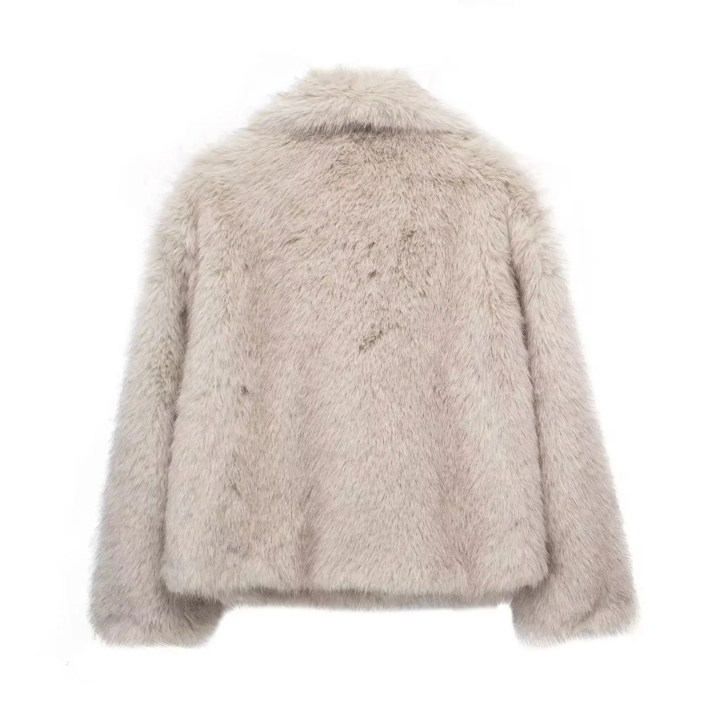 Cropped Faux Fur Jacket Coat Long Sleeve